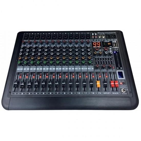 KÖNİG K-1208FX 12 KANAL XRL USB-BT-7 BANT EQ ULTRA SLİM DECK MİXER