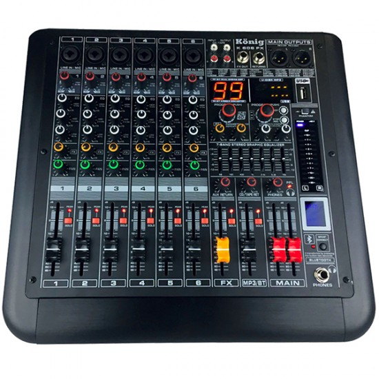 KÖNİG K-606 FX  USB-BT-6 XRL KANAL DECK MIXER