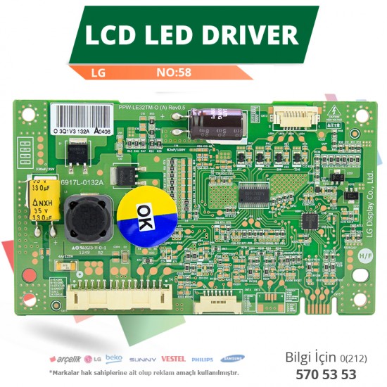 LCD LED DRİVER LG (6917L-0132A,PPW-LE32TM-O (A)REV0.5) (LC320EUA PF F1) (NO:58)