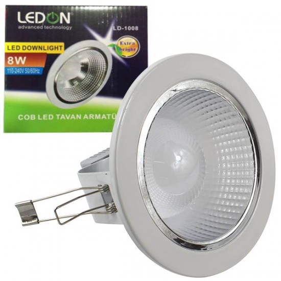 LEDON LD-1008 8W BEYAZ MERCEKLİ DOWNLIGHT COB LED