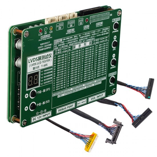 LVDS LCD TESTER T-60S LCD/LED TV PANEL TEST CİHAZI + 4 PARÇA KABLO