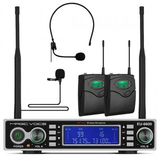 MAGICVOICE MV-1200YY UHF ÇİFT TUNER 2 YAKA KABLOSUZ TELSİZ MİKROFON