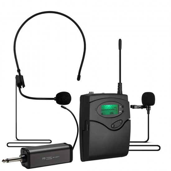 MAGICVOICE MV-1303Y UHF 1 YAKA + 1 HEADSET KABLOSUZ TELSİZ MİKROFON