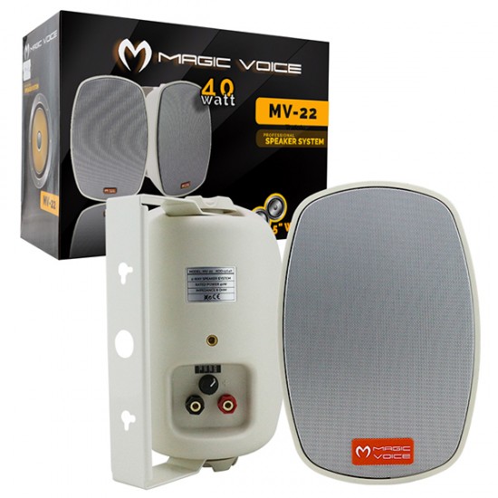 MAGICVOICE MV-22 12 CM 40 WATT BEYAZ SÜTUN HOPARLÖR 2Lİ TK TRAFOLU