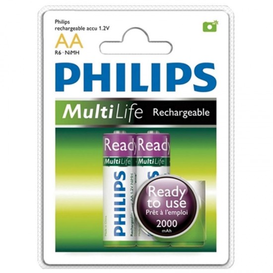 PHILIPS 2000 MA ŞARJLI KALEM PİL 2Lİ PAKET FİYAT (R6B2RTU20/97)