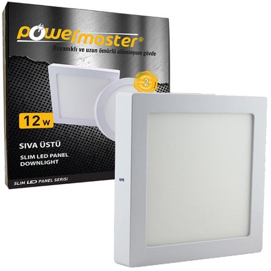 POWERMASTER 12 WATT SIVA ÜSTÜ 6500K BEYAZ KARE 175MM SLIM LED-ECO SPOT PANEL