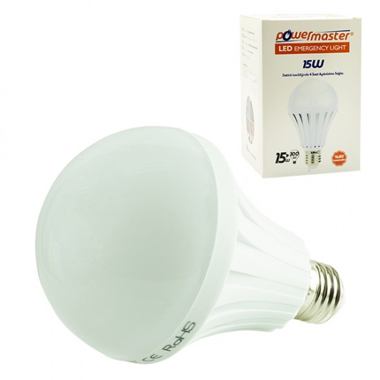 POWERMASTER 13387 15 WATT E27 220 V ŞARJLI BEYAZ LED AMPUL 6500 K