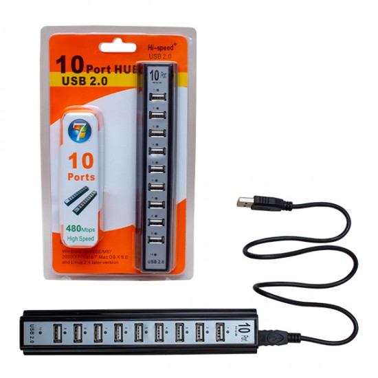 POWERMASTER PM-18235 USB 2.0 10 PORT ADAPTÖRLÜ USB HUB ÇOKLAYICI