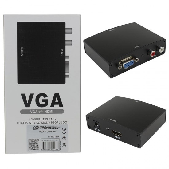 POWERMASTER PM-7199 VGA TO HDMI DÖNÜŞTÜRÜCÜ ADAPTÖRLÜ