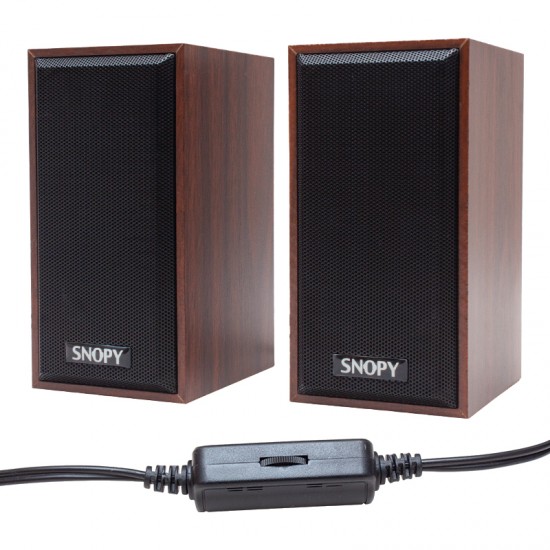 SNOPY SN-385 USB 2.0 80DB 2 X 3 WATT 1+1 USB AHŞAP/SİYAH HOPARLÖR