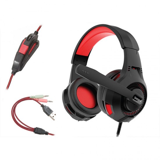 SNOPY SN-8800 GAMETIME 3.5MM STEREO KABLOLU LEDLİ MİKROFONLU OYUNCU KULAKLIK SİYAH