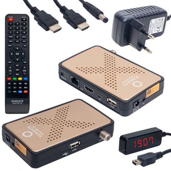 SUNGATE VIPBOX GOLD XL IP TV FULL HD MİNİ UYDU ALICISI (1 YIL SERVER HEDİYELİ) YÜKLÜ