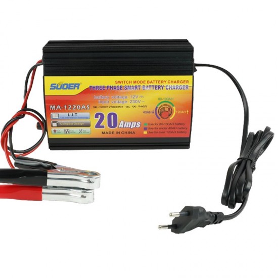 SUOER MA-1220AS 12 VOLT 20 AMPER AKILLI AKÜ ŞARJ CİHAZI