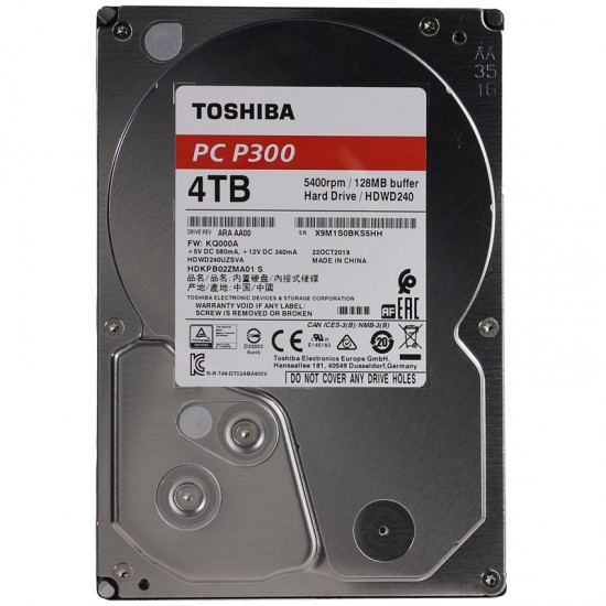 TOSHIBA HDWD240UZSVA P300 5400RPM SATA3 128 MB 4 TB HARDDİSK