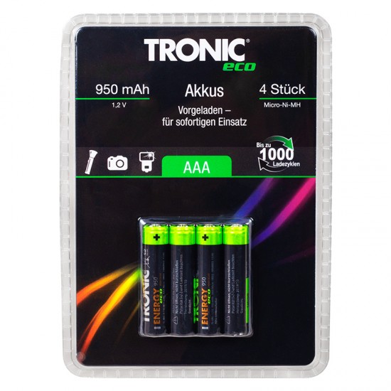 TRONIC ECO 950 MAH ŞARJLI AAA İNCE KALEM PİL 4LÜ PAKET