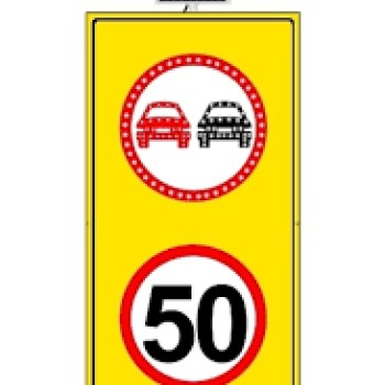 Sollama Yasak Led'li̇ Hiz Li̇mi̇ti̇ 50 Km/H Led'li̇ Sari Zemi̇n 1000X2040 Mm