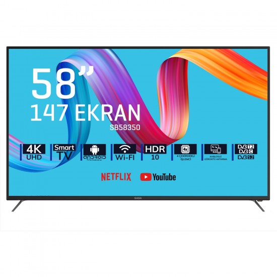 Saba SB58F350 Frameless 58" 147 Ekran Uydu Alıcılı 4K Ultra HD Android Smart LED TV