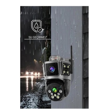 Çift Kameralı 6MP Full HD Hareket Takipli Polis çakarlı Alarmlı Wifi Güvenlik Kamerası