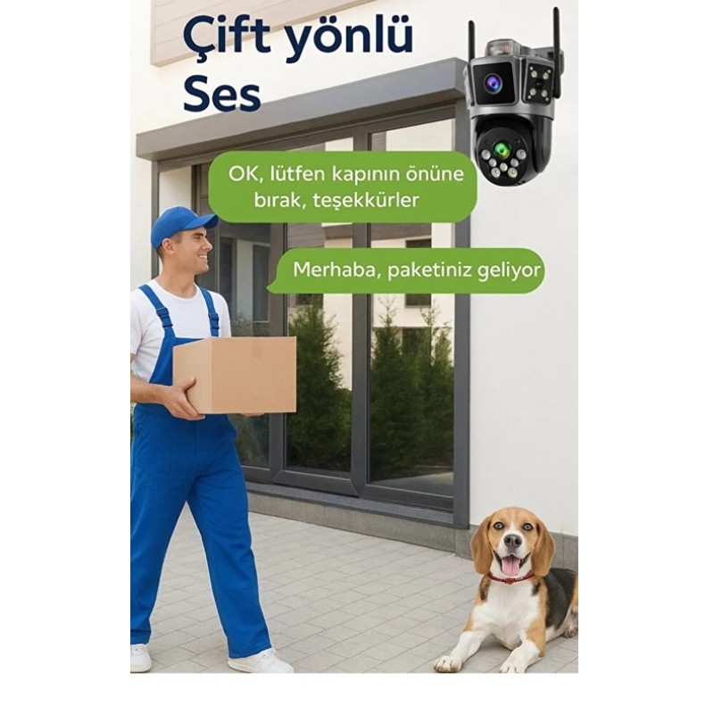 Çift Kameralı 6MP Full HD Hareket Takipli Polis çakarlı Alarmlı Wifi Güvenlik Kamerası fiyat teklifi al