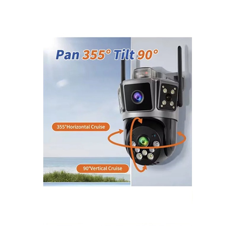 Çift Kameralı 6MP Full HD Hareket Takipli Polis çakarlı Alarmlı Wifi Güvenlik Kamerası fiyat teklifi al