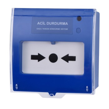 Tekni̇m Tfb-3165B Aci̇l Durdurma Butonu, Gazli Yangin Söndürme Si̇stemleri̇ İçi̇n, Mavi̇ 