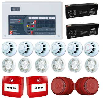 4 Bölgeli Konvansiyonel Yangın Alarm Seti 6 Dedektör 2 Çağrı Noktası 2 Siren