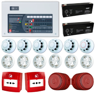 4 Bölgeli Konvansiyonel Yangın Alarm Seti 6 Dedektör 2 Çağrı Noktası 2 Siren