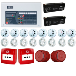 4 Bölgeli Konvansiyonel Yangın Alarm Seti 8 Dedektör 2 Çağrı Noktası 2 Siren