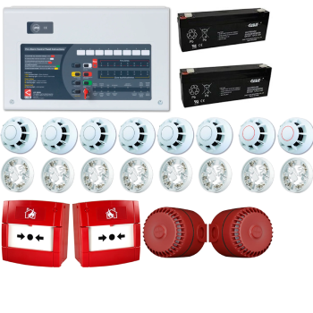 4 Bölgeli Konvansiyonel Yangın Alarm Seti 8 Dedektör 2 Çağrı Noktası 2 Siren