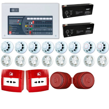 4 Bölgeli Konvansiyonel Yangın Alarm Seti 8 Dedektör 2 Çağrı Noktası 2 Siren