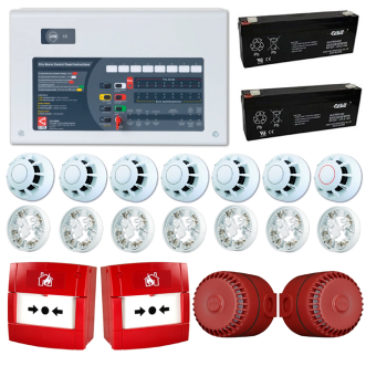 4 Bölgeli Konvansiyonel Yangın Alarm Seti 7 Dedektör 2 Çağrı Noktası 2 Siren