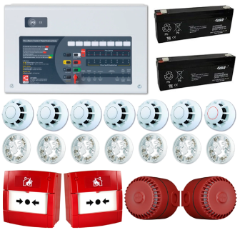 4 Bölgeli Konvansiyonel Yangın Alarm Seti 7 Dedektör 2 Çağrı Noktası 2 Siren