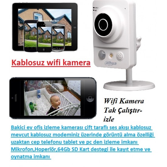 DAHUA IPC-KW12W 1MP 3.6mm,Ses,Wifi Küp IP Kamera