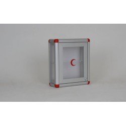 Ecza Dolabı Oval Formda Kırmızı Köşeli 