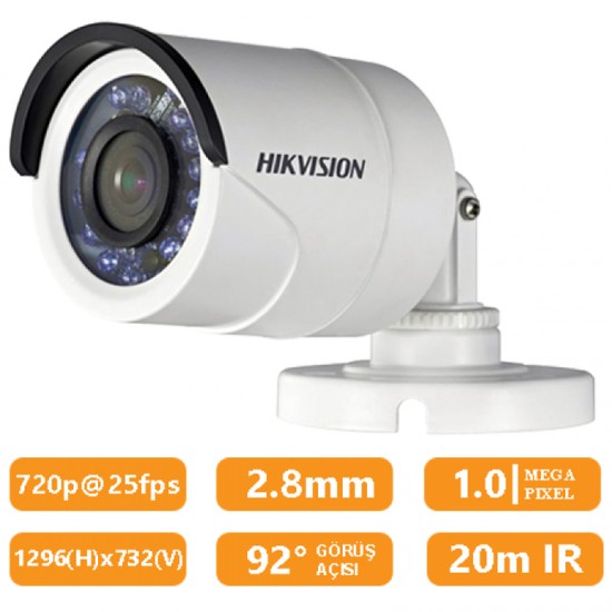 Haikon DS-2CE16C0T-IR 1Mp 2.8Mm HD-TVI Analog Bullet Kamera