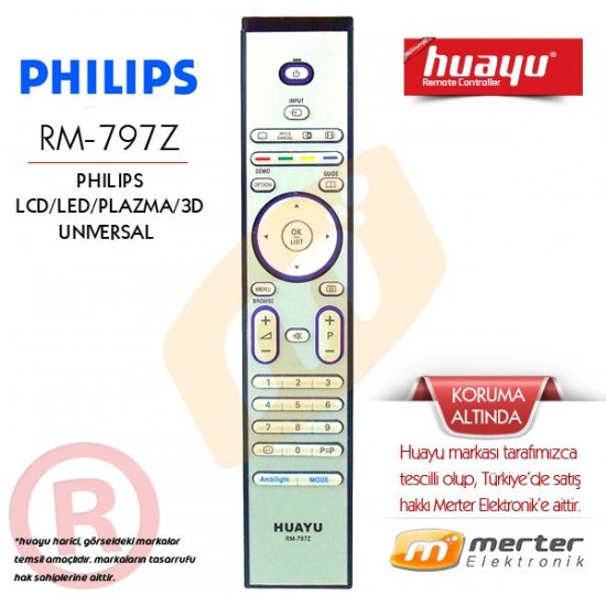Philips Lcd-Led-Plazma Tv Kumandası Huayu RM-797Z