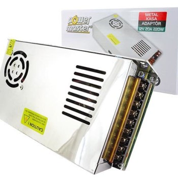 Powermaster 12V 20A Fanlı Metal Kasa Adaptör 