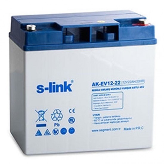 S-Link 12 Volt 22 Amper Akü AK-EV12-22