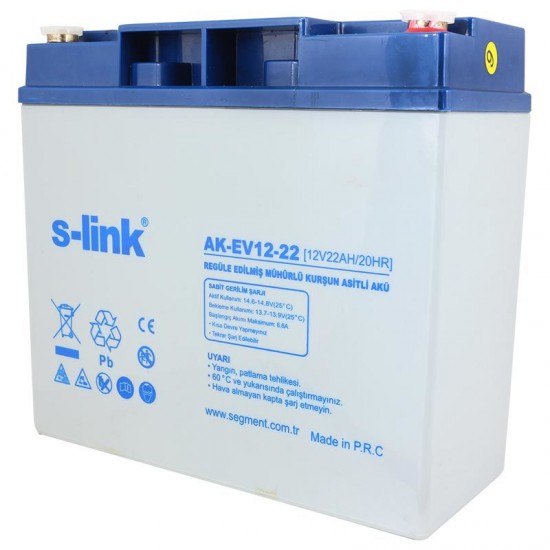 S-Link 12 Volt 22 Amper Akü AK-EV12-22