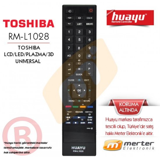 Toshiba Lcd-Led-Plazma-3D Tv Kumandası Huayu RM-L1028