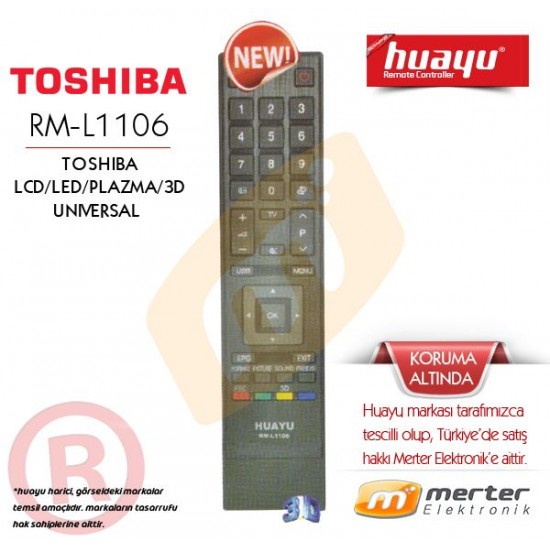 Toshiba Lcd-Led-Plazma-3D Tv Kumandası Huayu RM-L1106
